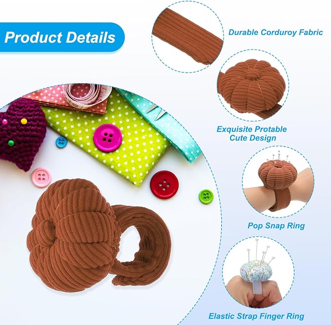 PATIKIL Wrist Pumpkin Pin Cushion, Snap Pin Cushion - Image 3