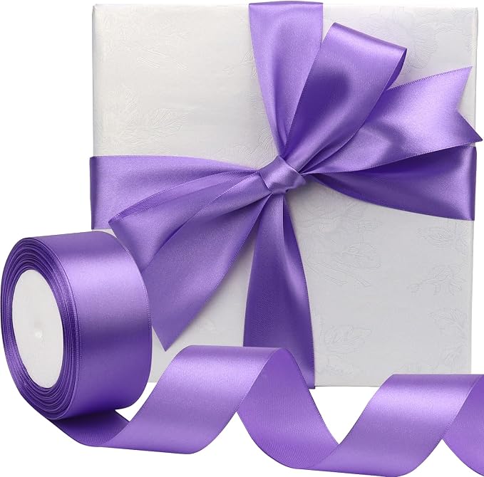 Light Purple Solid Satin Ribbon 1-1/2 Inch 25 Yards Solid Polyester Fabric - Image 5