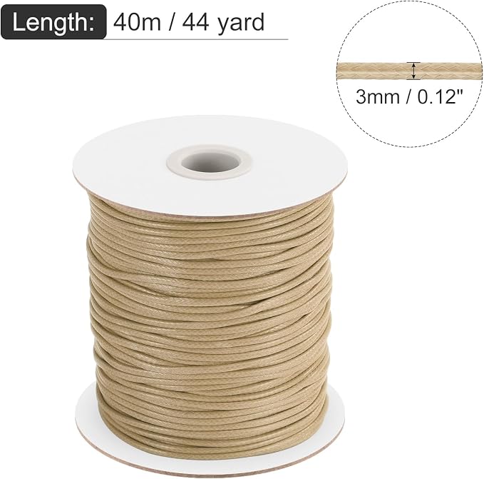 MECCANIXITY Waxed Cord 3mm Waxed Polyester Cord 44 Yard Wax String - Image 2