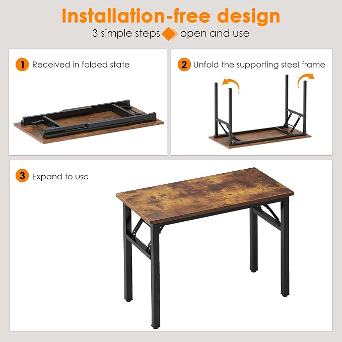 Need 39.4 inches Computer Desk for Small Space Small Folding Table Small - Image 4