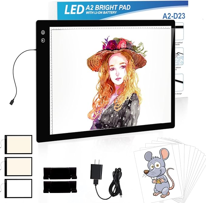 Rechargeable A2 Light Pad, Wireless Battery Powered Artist Tracing Light Box by YINGWOND