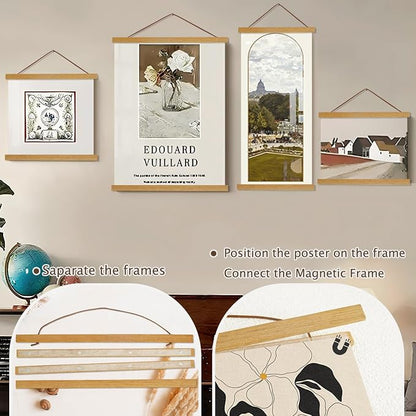 Artmag Magnetic Poster Hanger Frame, 18x24 18x12 18x28 Light Wood Wooden Magnet - Image 3
