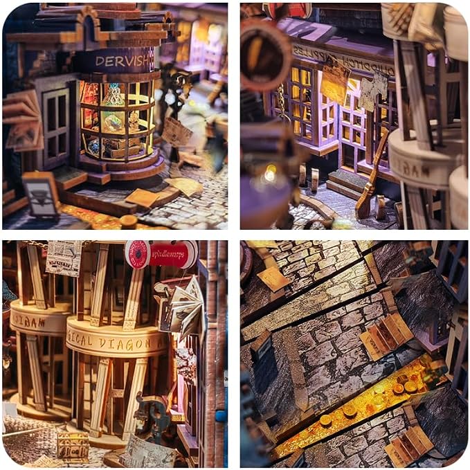 DIY Book Nook Kit, Dollhouse Booknook Bookshelf Insert Decor, 3D Wooden Puzzles - Image 4