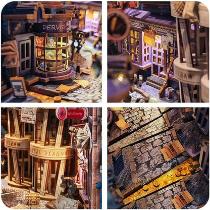 DIY Book Nook Kit, Dollhouse Booknook Bookshelf Insert Decor, 3D Wooden Puzzles - Image 4