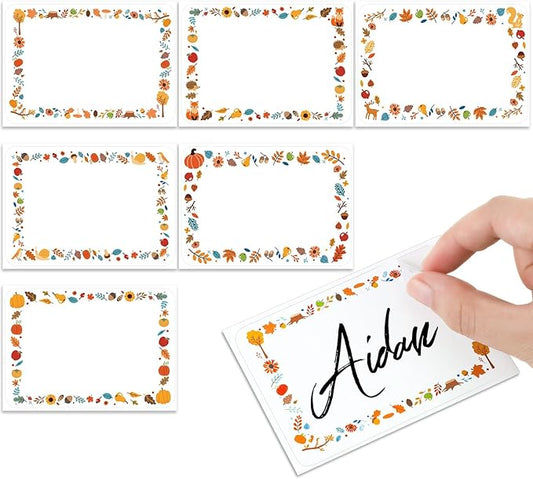 240 Pcs Fall Name Tag Stickers Thanksgiving Name Labels Autumn Pumpkin Maple by Engrowtic