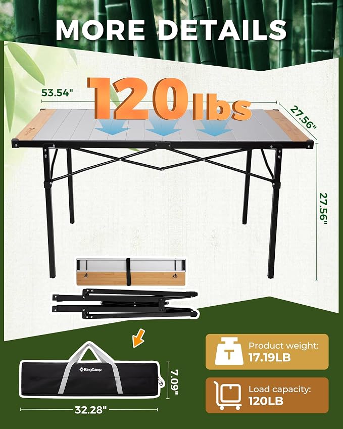 KingCamp Aluminum Folding Lightweight Roll Portable Stable Table - Image 4