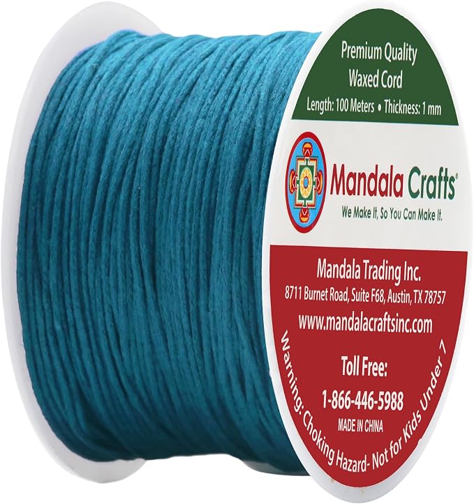 Mandala Crafts 1mm 109 Yards Dark Blue Cotton Waxed Cord - Image 2