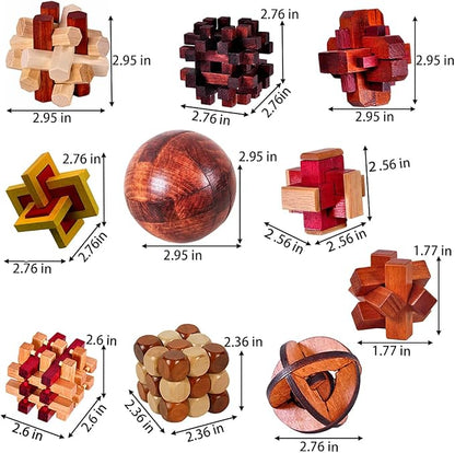 18 Pack Wooden Brain Teaser Puzzles Wooden Burr Puzzles Brain Teaser Puzzle - Image 2