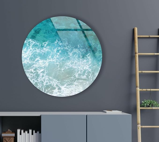 My Photostation.com 31.5'' Diameter Sea Waves Round Glass Wall Art Tempered - Image 2