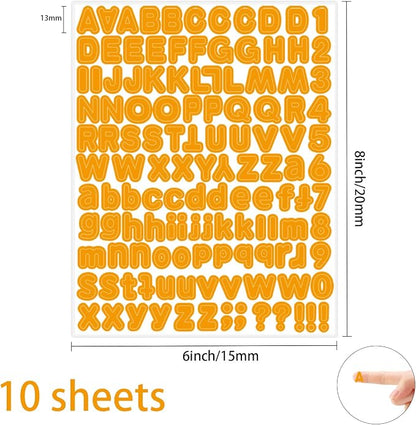 Letter Stickers, 1/2 inch 10 Sheets Orange Alphabet Sticker, Self Adhesive - Image 2