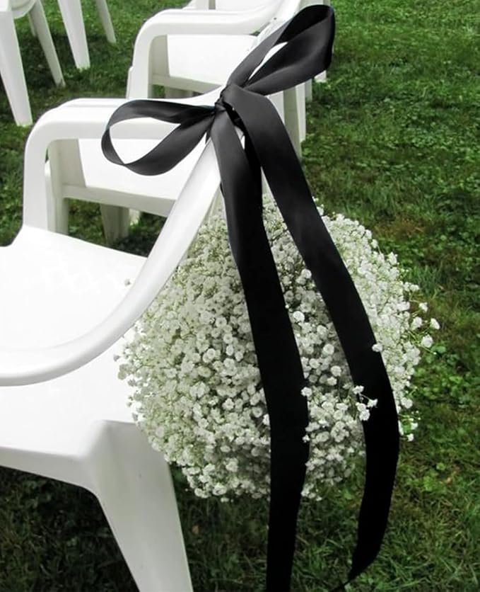 1-1/2" x 100 Yards Black Polyester Satin Ribbon Single Faced Fabric Ribbons - Image 3