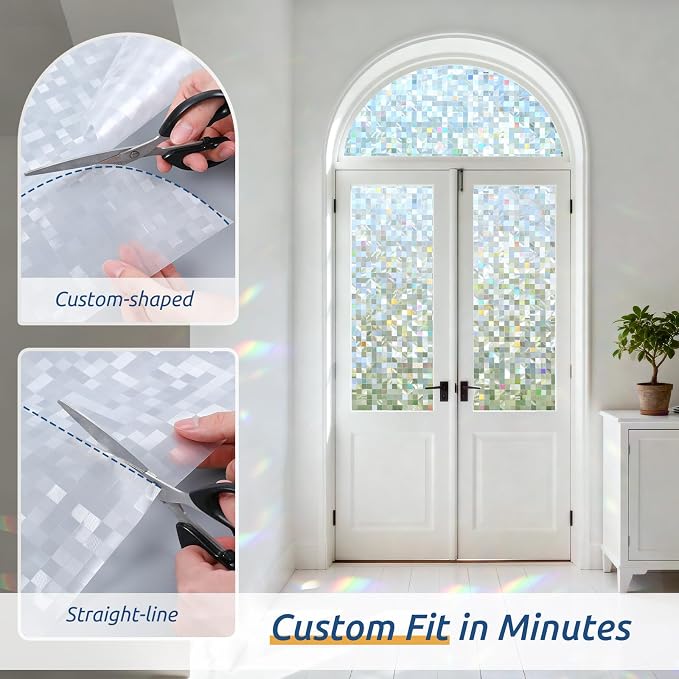 rabbitgoo Stained Glass Window Privacy Film Mosaic Pattern, Frosted Glass - Image 7
