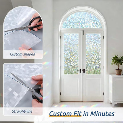 rabbitgoo Stained Glass Window Privacy Film Mosaic Pattern, Frosted Glass - Image 7