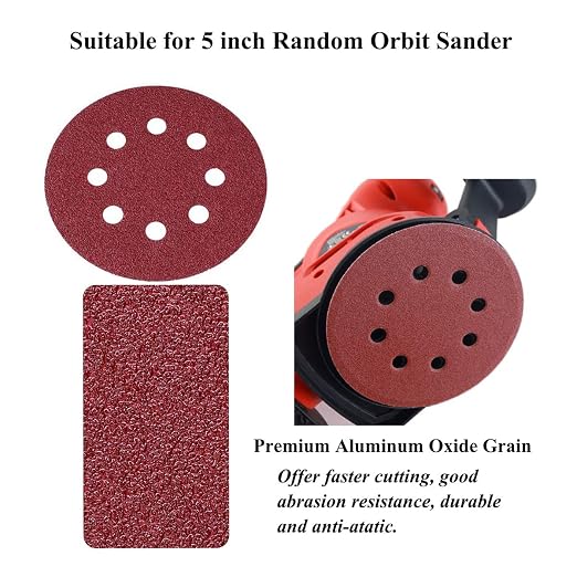 5-Inch 8-Hole Hook and Loop Sanding Discs, 40/80/120/180/240/320/400 Assorted - Image 2