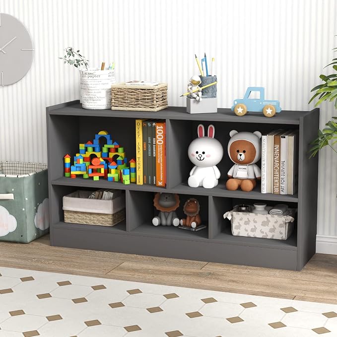 Toy Storage Organizer, 2-Tier Kids Bookshelf, 5 Cube Kids' Bookcases, Cabinets - Image 2