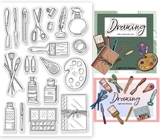 Painting Tools Clear Stamp for Scrapbooking Paint Brush Silicone Clear Stamp by BEUNITONE