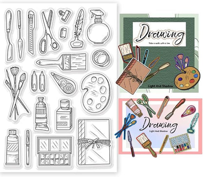 Painting Tools Clear Stamp for Scrapbooking Paint Brush Silicone Clear Stamp by BEUNITONE