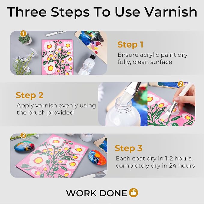 Nicpro Gloss Varnish for Acrylic Painting 8.45oz, Non-Yellowing, Anti-Crazing - Image 6