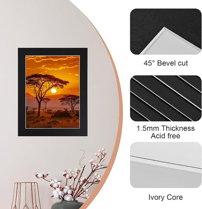 HOTUO 10 Pack Acid Free Black 11x14 Picture Frame Mats - Image 3
