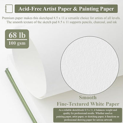 Sketch Book 8.5 x 11, Sketch Pad, 100 Sheets Spiral Sketchbook, Acid Free - Image 3