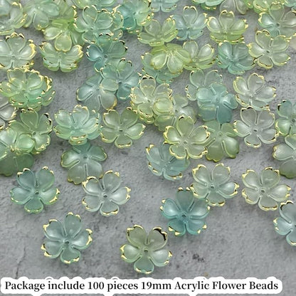 100pcs Acrylic Flower Beads, 19mm Cherry Blossom Plastic Gradient Flower Spacer - Image 2