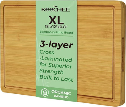 Kitchen Essentials Natural Bamboo Cutting Board XL by Keechee