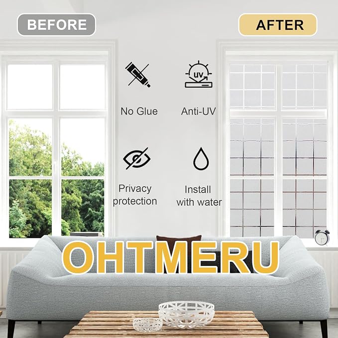 Window Privacy Film Decorative for Front Door, Bathroom Static Cling Stained - Image 3