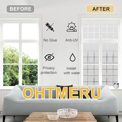 Window Privacy Film Decorative for Front Door, Bathroom Static Cling Stained - Image 3