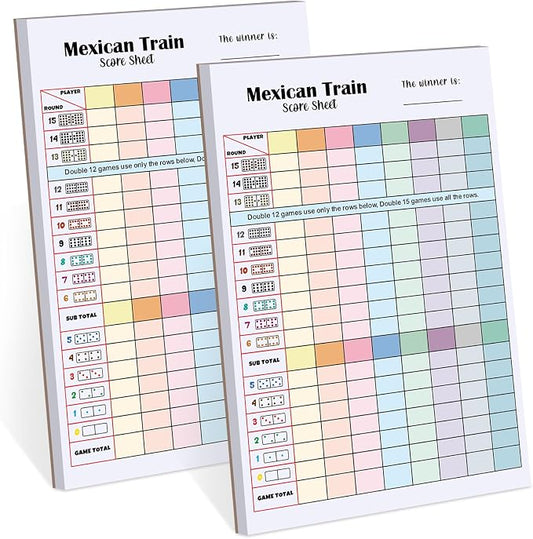 2 Pack 120 Sheets Mexican Train Score Pads Colorful Chicken Foot Dominoes Game by Halloscume