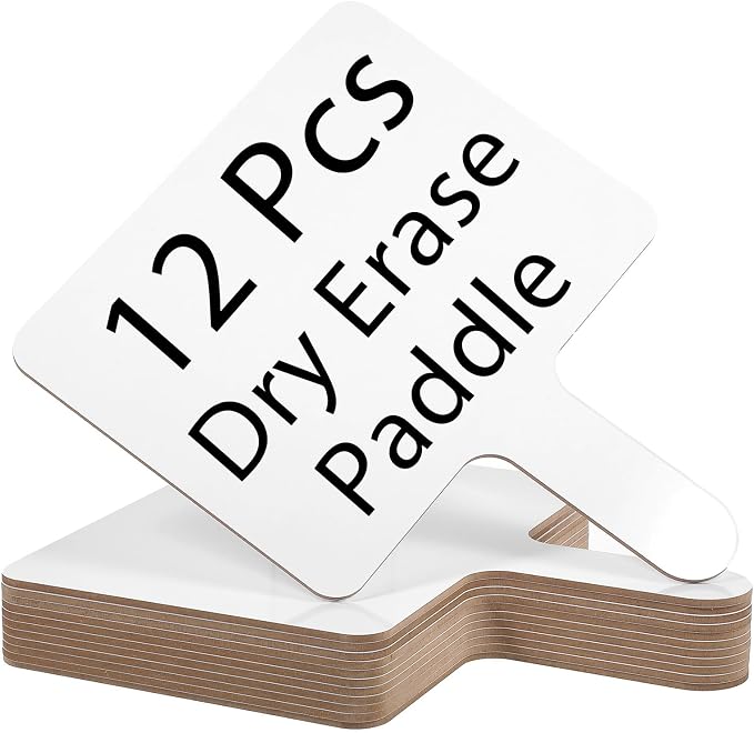 12 Pcs Dry Erase Answer Paddles, Auction Paddles Bulk, 9.8 x 8 Inches White by Unknown
