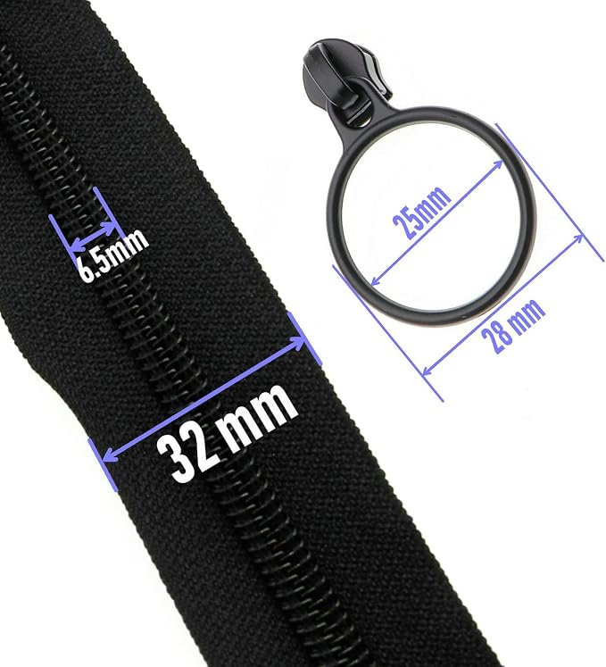 Leekayer #5 Black Nylon Coil Zippers by The Yards Bulk 10 Yards - Image 2