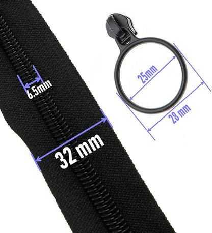 Leekayer #5 Black Nylon Coil Zippers by The Yards Bulk 10 Yards - Image 2