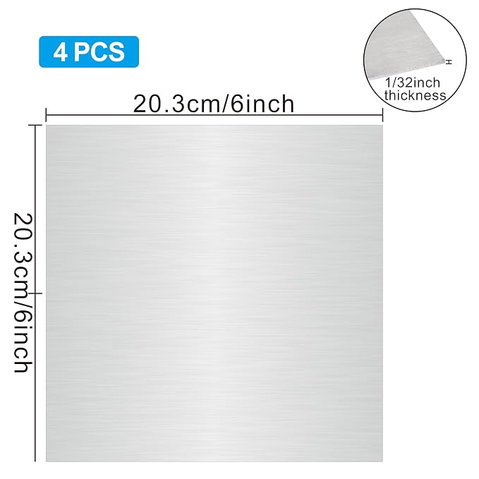 4PCS 8”x8”x1/32” 304 Stainless Steel Sheets Plate, 304 Metal Stainless Steel - Image 2