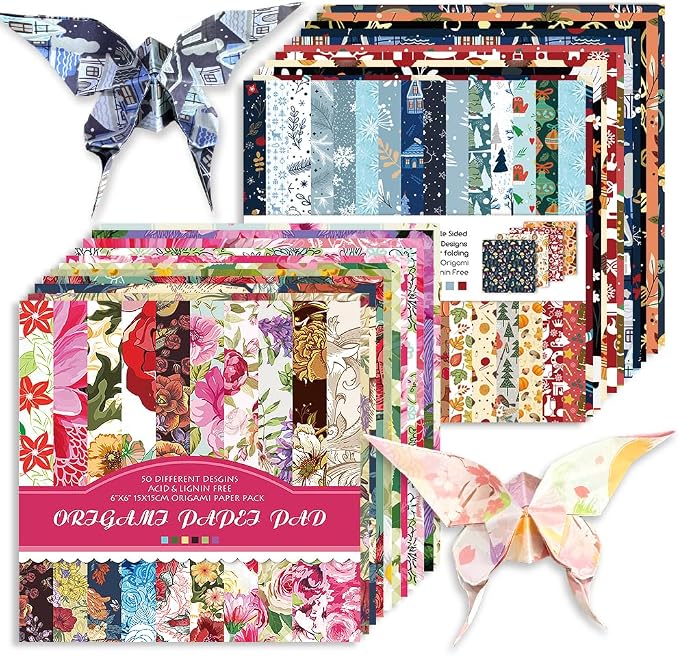 Origami Paper Kit 100 Sheets 70GSM 6 Inch Square Double Sided Color 100 Vivid by Bestartsuppliesforyou