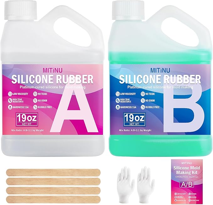 38 oz Liquid Silicone Mold Kit, 15A Rubber, 1:1 Volume Ratio, Jade Green by MITINU