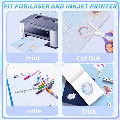 20 Sheets Printable Holographic Sticker Paper, 11 x 8.5 Inches Printable - Image 3