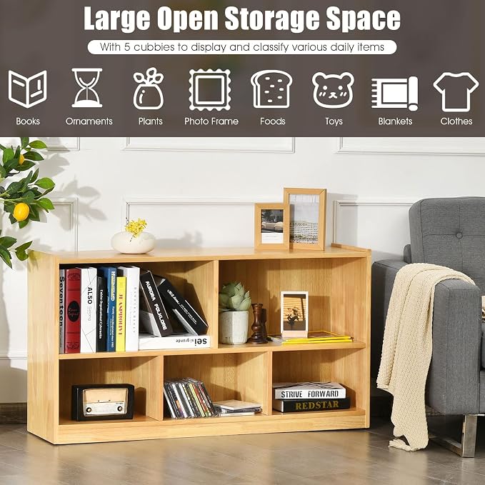 Tangkula 5 Cube Bookcase, 2 Tier Wooden Storage Open Bookshelf, Kid's Playroom - Image 6
