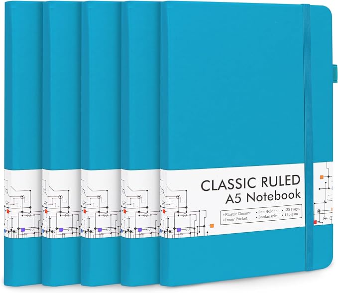 5 Pack Journal Notebook Bulk for School, Feela Hardcover Business Notebooks by feela