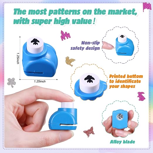 Geyee 68 Pieces Scrapbook Paper Punch Hole Punches Shape Mini Gift Card Punch - Image 3