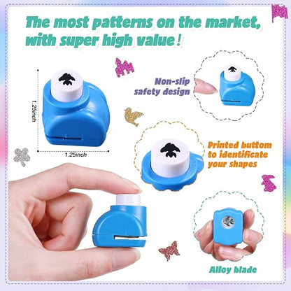 Geyee 68 Pieces Scrapbook Paper Punch Hole Punches Shape Mini Gift Card Punch - Image 3