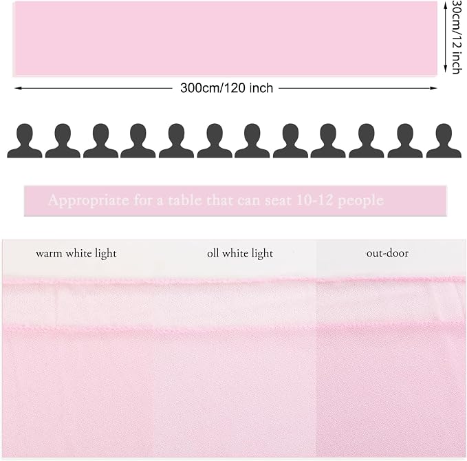1 Pack Chiffon Table Runner Blushing Pink 12 x 120 Inches Sheer Table Runner - Image 5