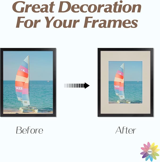 Mat Board Center, 11x14 Mats for 8x10 Photos Light Gray Color - Image 6