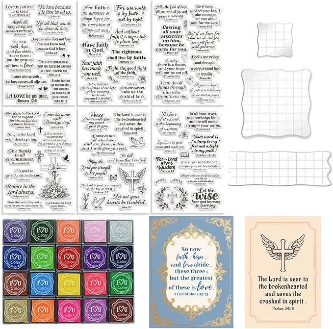 6 Pcs Christian Bible Verse Clear Stamps by GLASSWINDS