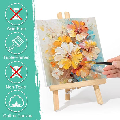 ESRICH Stretched Canvas for Painting, 10 Pack 8x8 Canvas for Painting Primed - Image 4