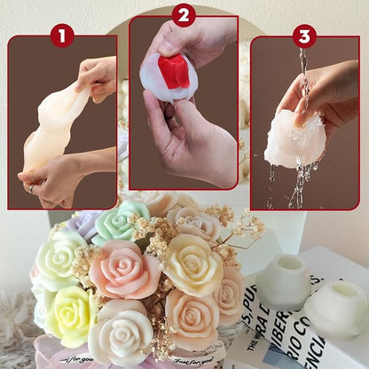 JDH 3 PCS Rose Flower Molds Flower Silicone Candle Mold Candle molds - Image 4