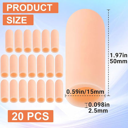 PAGOW 20 Pcs Gel Finger Support Protector Caps Gloves, Silicone Fingertips - Image 2
