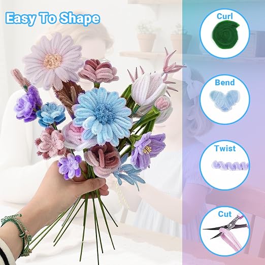 400 Pcs Pipe Cleaners Craft Kit and Craft Supplies Set, 4 Colors Chenille Stems - Image 4
