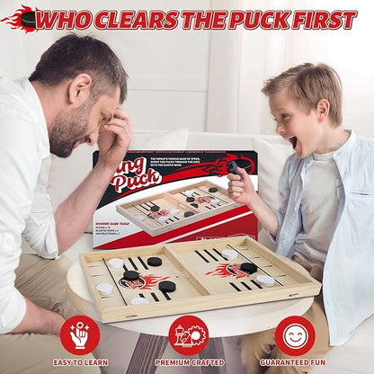 Large Fast Classic Slingshot Puck Game, Wooden Hockey Board Games - Image 5