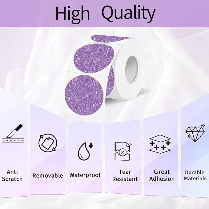1.5" Holographic Direct Thermal Label Stickers, Round Printable Thermal Printer - Image 4