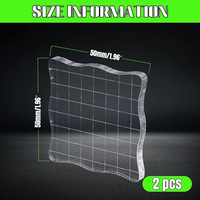 2Pcs Clear Stamp Blocks Set, 2 x 2 Inch Wave-Like Acrylic Blocks - Image 2